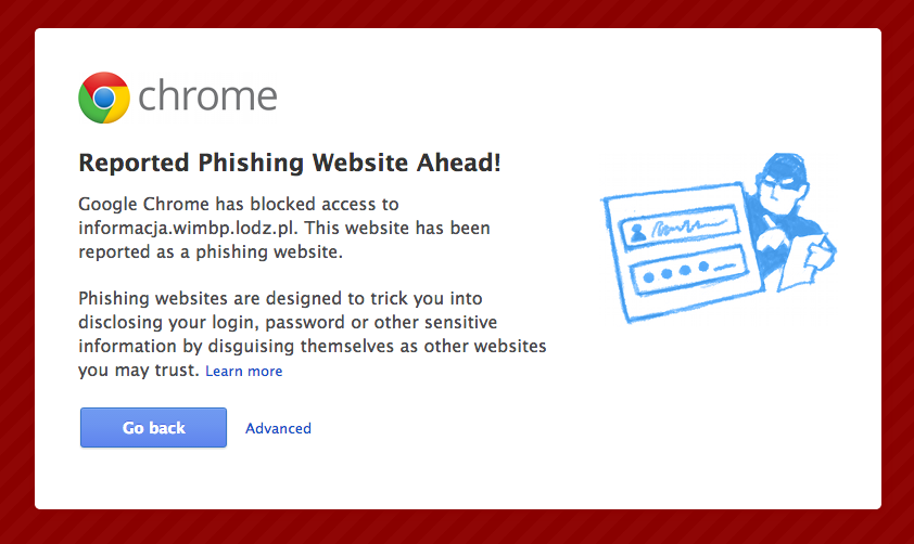 Google Chrome phishing detection